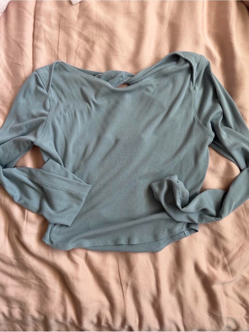 lululemon athletica Light Blue Ribbed Long-Sleeve Top